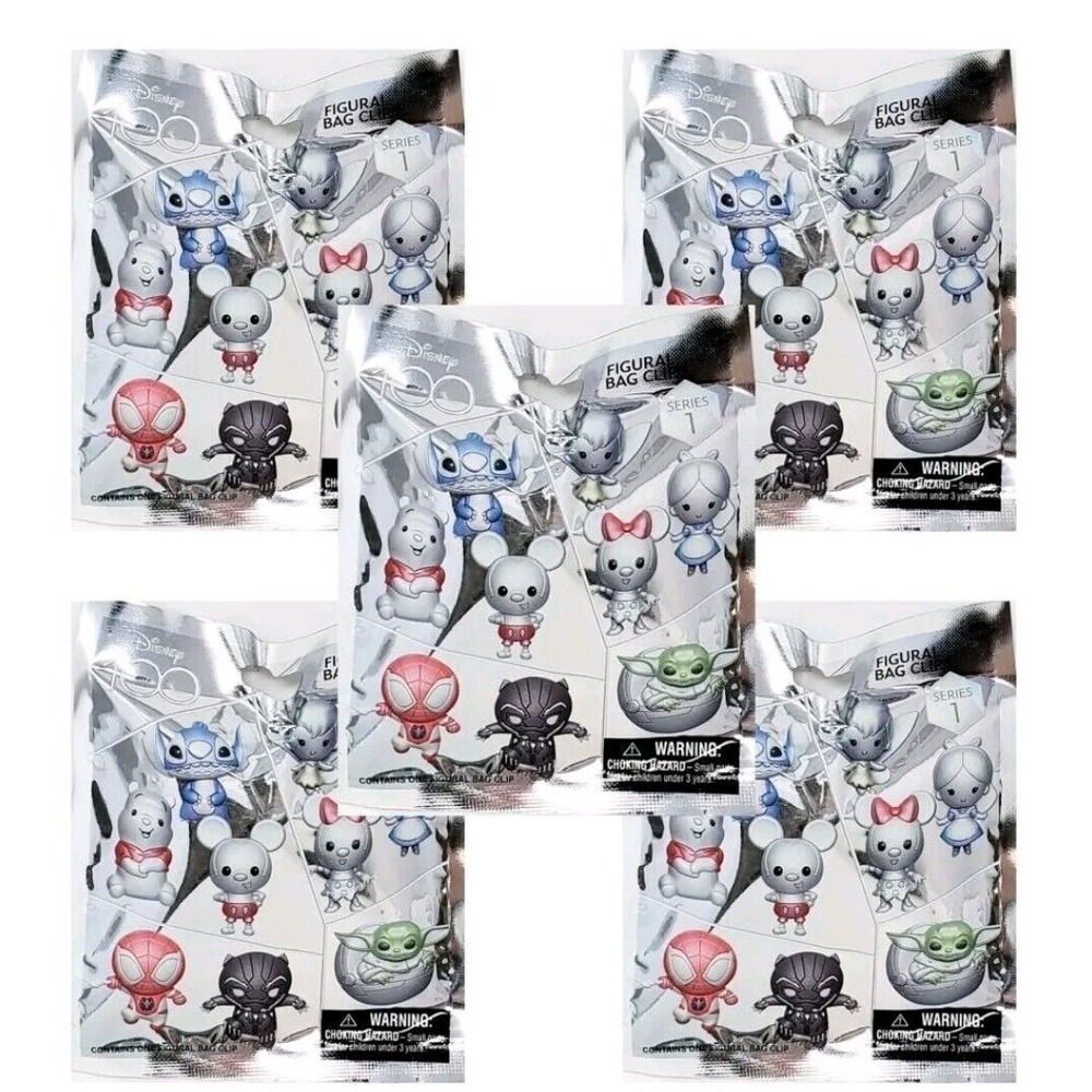 Disney 100 Series 1 Figural 3D Bag Clip - Lot of 5 New Sealed Blind Bags